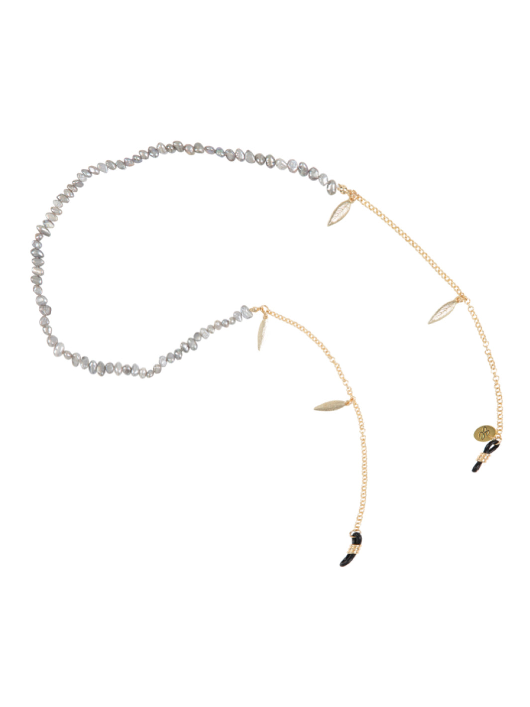 Pearl grey gold with feather | Eye Glasses Chain