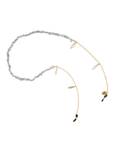 Pearl grey gold with feather | Eye Glasses Chain