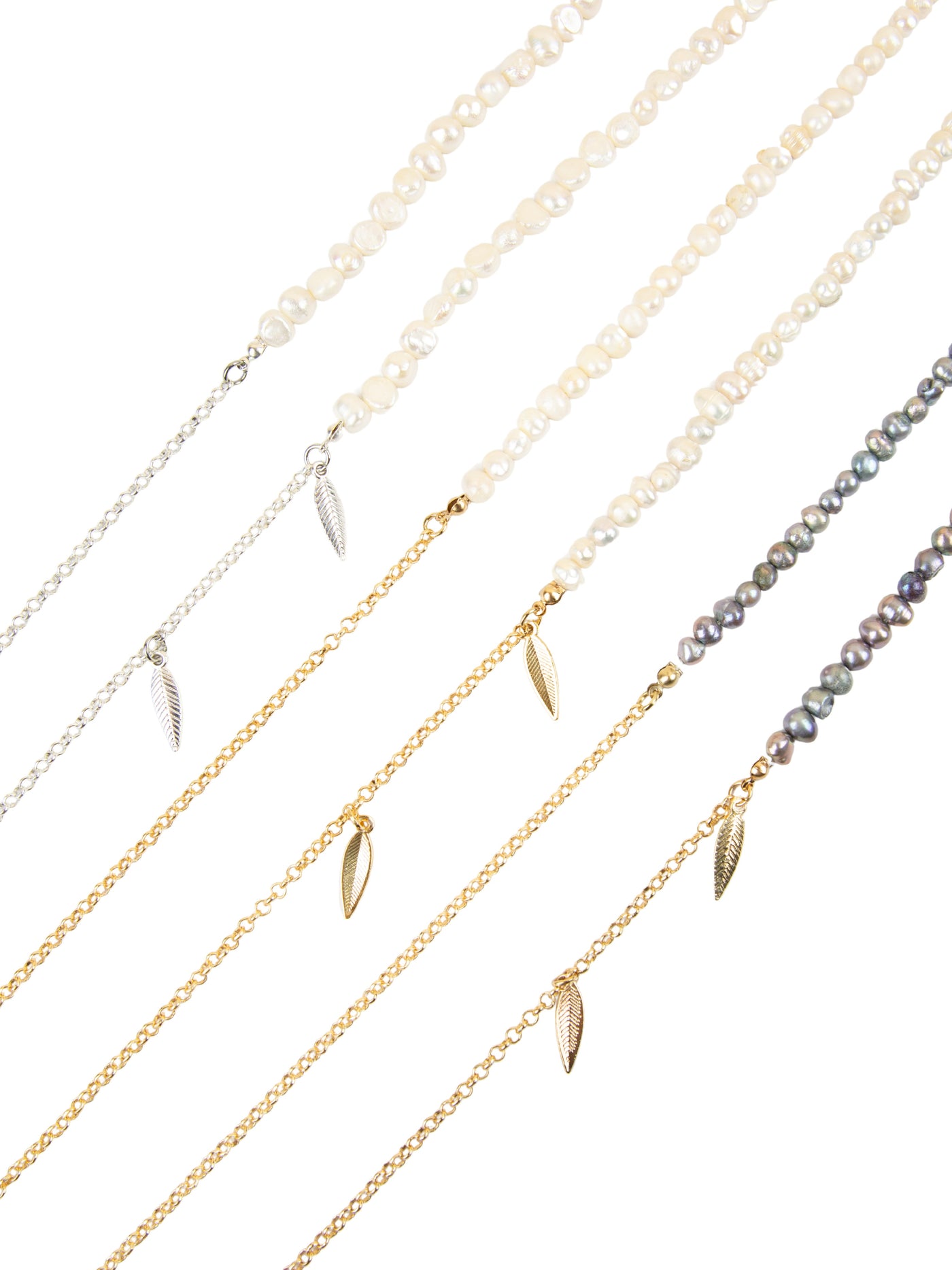 Pearl grey gold with feather | Eye Glasses Chain