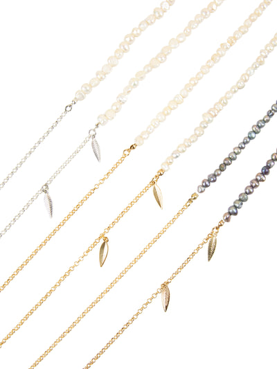 Pearl grey gold with feather | Eye Glasses Chain