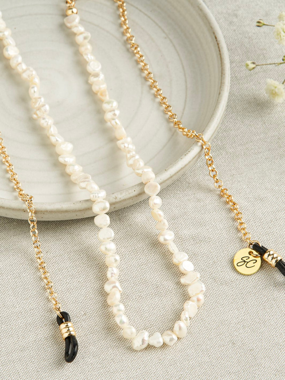 Sunny Cords No feathers Pearl white gold | Eye Glasses Chain