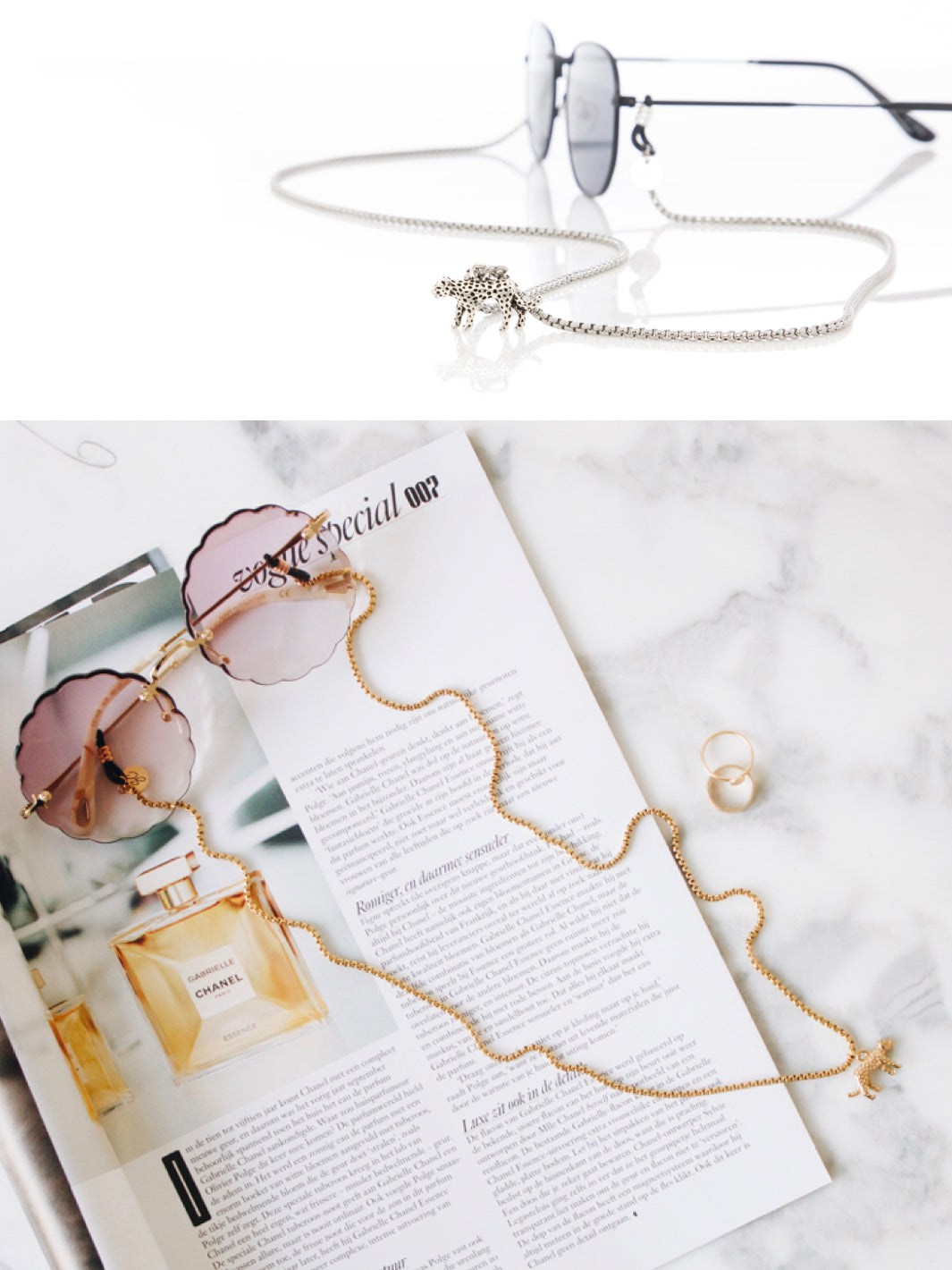 Jaguar Style Gold, Silver or Rose Gold Sunglasses Chain
